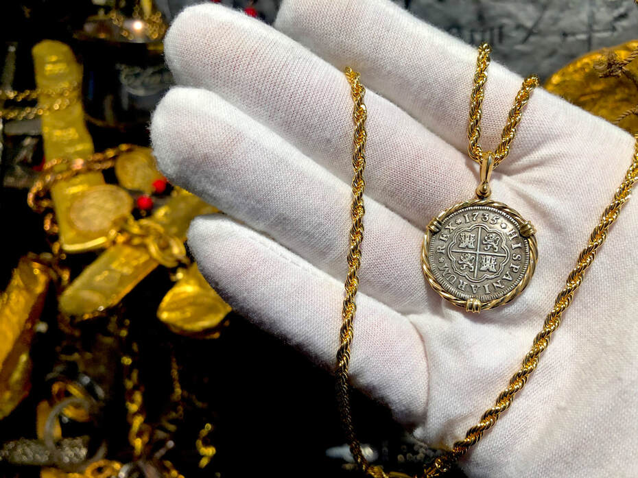 Spain 2 Reales 1723 "Philip V" Pirate Gold Coins Pendant