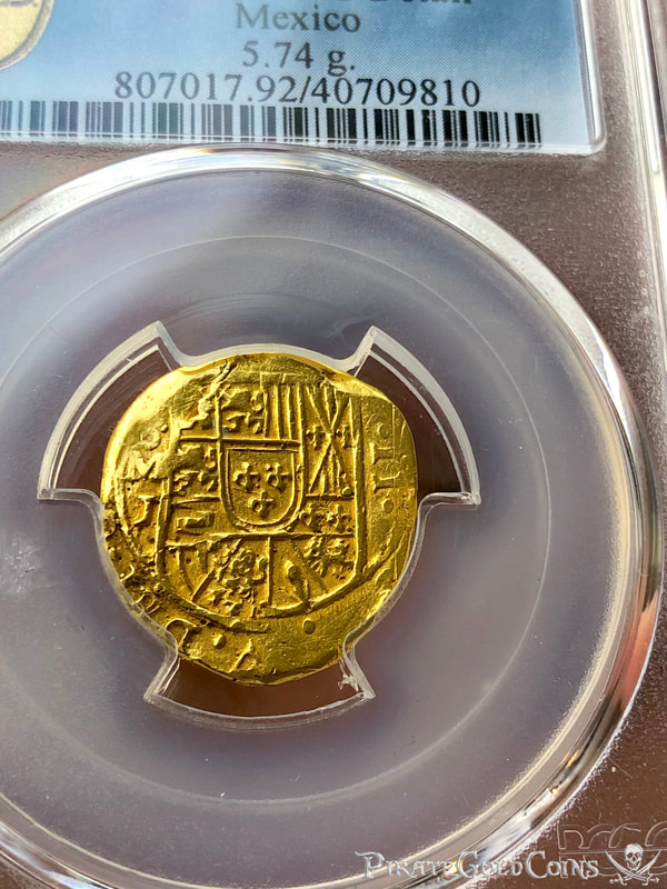 Mexico 2 Escudos 1714 "from 1715 Fleet Shipwreck" PCGS AU Dets