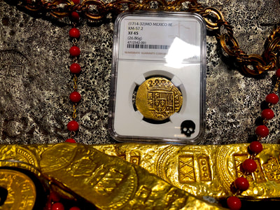 Mexico 8 Escudos 1714-32 "Likely 1715 Plate Fleet Shipwreck" NGC 45 4