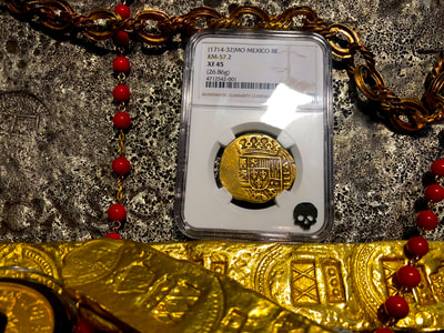 Mexico 8 Escudos 1714-32 "Likely 1715 Plate Fleet Shipwreck" NGC 45 6