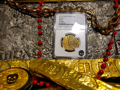 Mexico 8 Escudos 1714-32 "Likely 1715 Plate Fleet Shipwreck" NGC 45 9