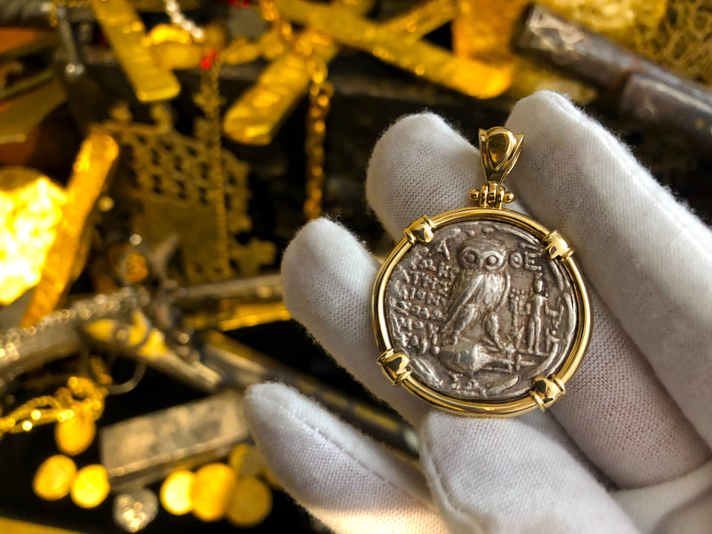 Attica Athens "New Owl" Tetradrachm 165-42BC Athena Gold Pendant 7