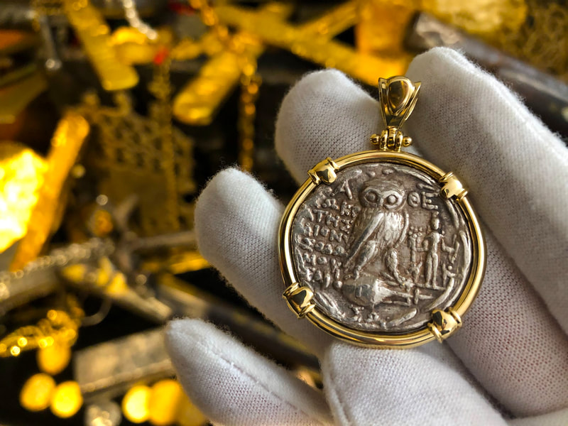 Attica Athens "New Owl" Tetradrachm 165-42BC Athena Gold Pendant 9