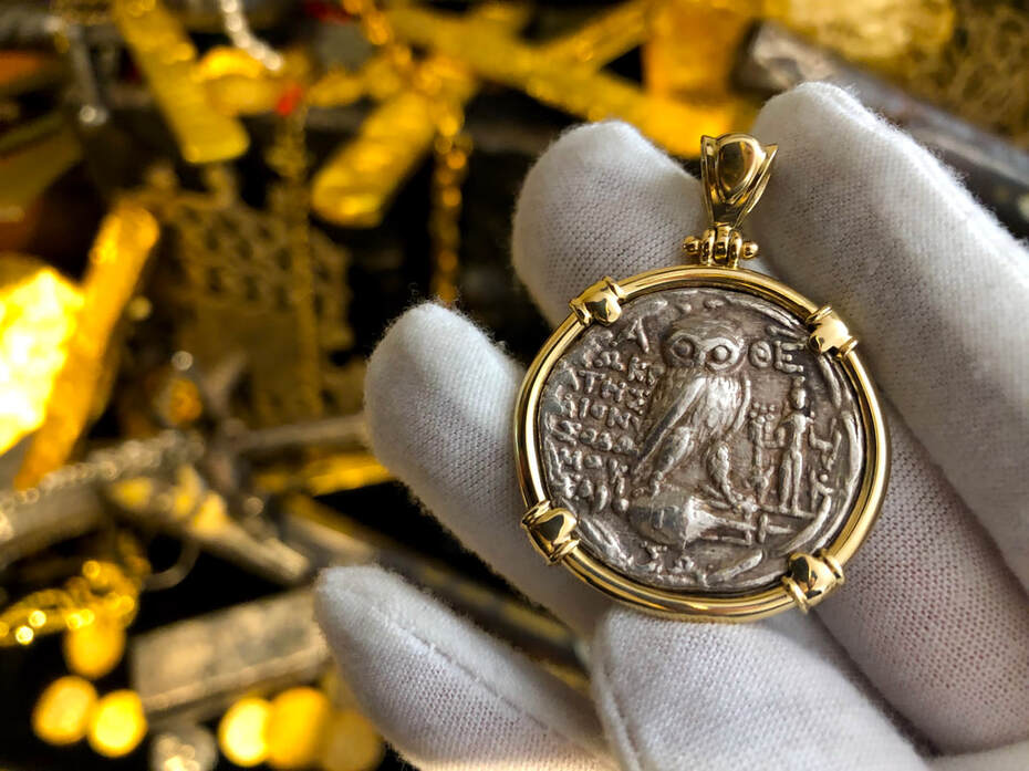 Attica Athens "New Owl" Tetradrachm 165-42BC Athena Gold Pendant 2