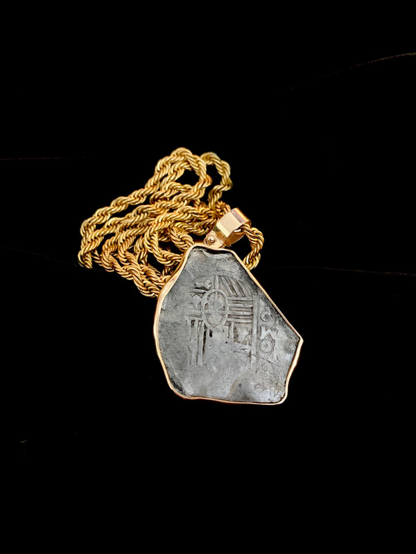 Spain 8 Reales 1634-1665 Pendant 18kt Gold Bezel Treasure Jewelry 4