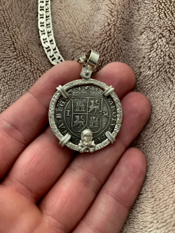 Spain 2 Reales 1542-1555 Skull and Bones Pendant