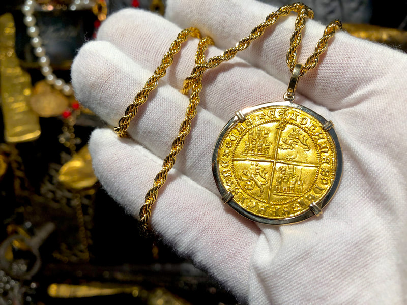 Spain 1406 Dobla "Cross of Jerusalem" Pendant 11