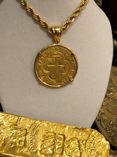 Spain 2 Escudos 1556 Toledo Pirate Gold Coins Shipwreck Jewelry Pendant 3