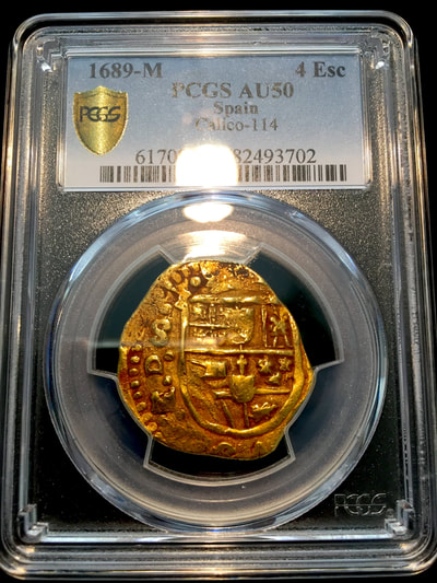 Spain  4 Escudos  1689 "Dated!"  PCGS 50 8