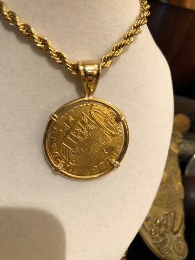 Spain 2 Escudos 1556 Toledo Pirate Gold Coins Shipwreck Jewelry Pendant 4