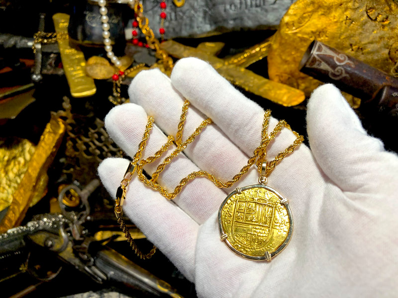 Spain 4 Escudos 1556-98 Gold 14kt Pendant 5