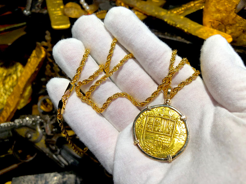 Spain 4 Escudos 1556-98 Gold 14kt Pendant 12