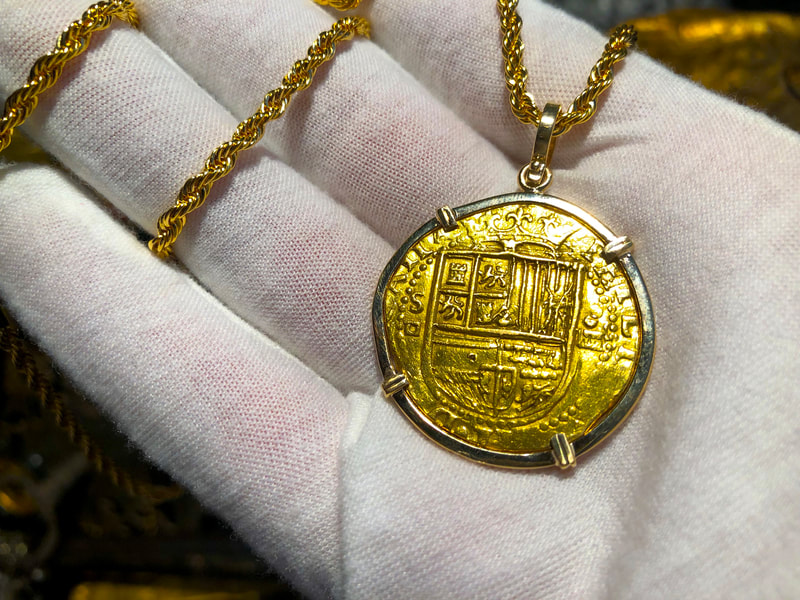 Spain 4 Escudos 1556-98 Gold 14kt Pendant 16