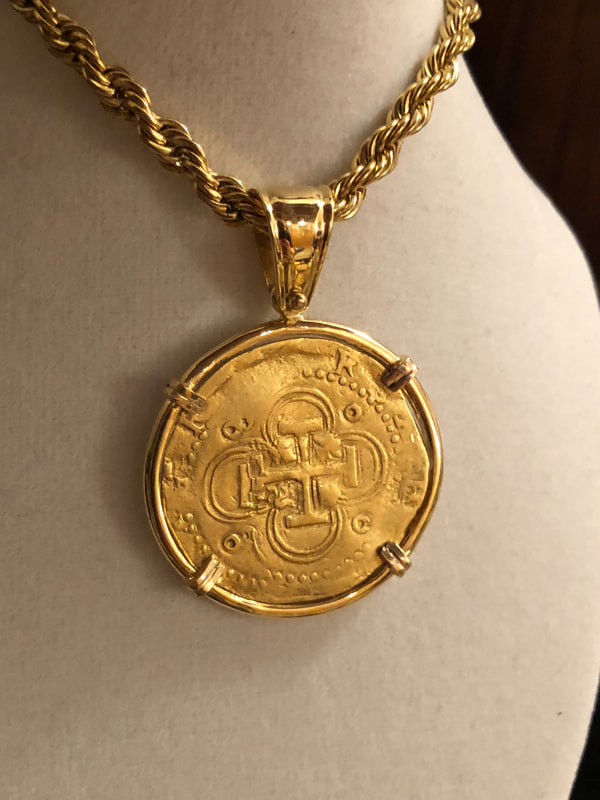 Spain 2 Escudos 1556 Pirate Jewelry Necklace Authentic Treasure Pendant
