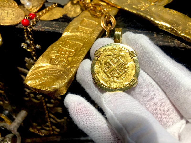 Spain 4 Escudos 1621-65 "Brute Style" 18kt Gold Bezel 4