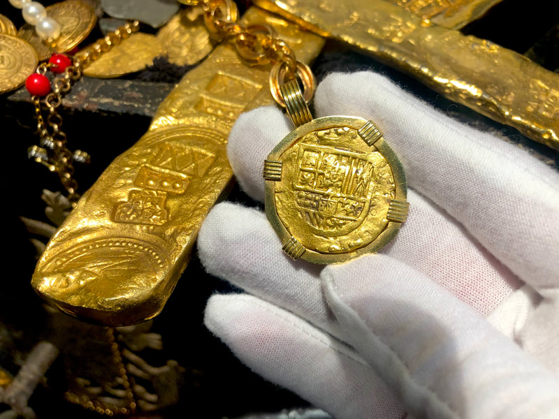 Spain 4 Escudos 1621-65 "Brute Style" 18kt Gold Bezel 8