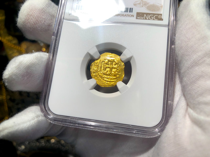 Mexico 1 Escudo 1679-98 "Jeweled Cross- 1715 Fleet Wreck" NGC 63 2