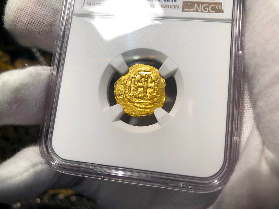 Mexico 1 Escudo 1679-98 "Jeweled Cross- 1715 Fleet Wreck" NGC 63