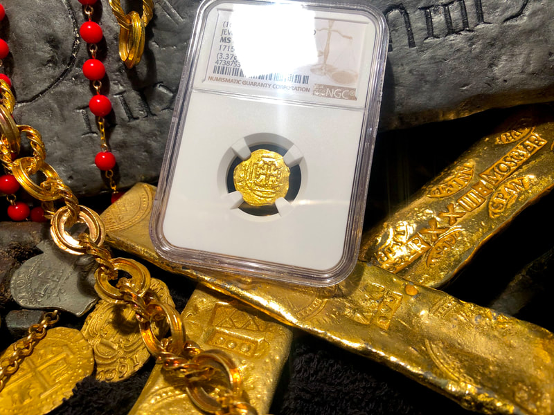 Mexico 1 Escudo 1679-98 "Jeweled Cross- 1715 Fleet Wreck" NGC 63 7