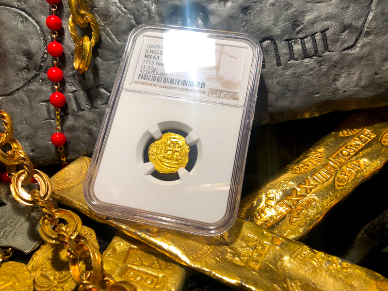 Mexico 1 Escudo 1679-98 "Jeweled Cross- 1715 Fleet Wreck" NGC 63 3