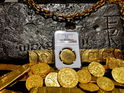 Mexico 8 Escudos 1720/19 "Only 1 Known"  NGC53  Pirate Gold Coins 5