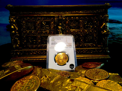 Spain  4 Escudos  "Excellent Toning"  1556-98  NGC 35 6