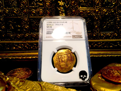 Spain  4 Escudos  "Excellent Toning"  1556-98  NGC 35 3