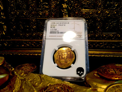 Spain  4 Escudos  "Excellent Toning"  1556-98  NGC 35 5