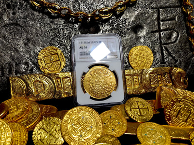 Spain 8 Escudos 1717 "Exceptionally Bold Date" NGC 58 5