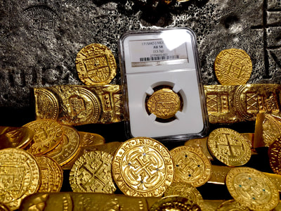 Mexico 4 Escudos 1715 NGC 58 Pirate Gold Coins 5
