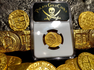 Mexico 4 Escudos 1715 NGC 58 Pirate Gold Coins 10