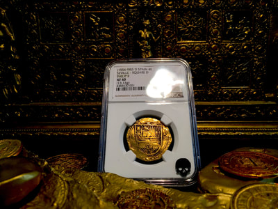 Spain  4 Escudos  1556-98  "Great Toning!"  NGC 40 7