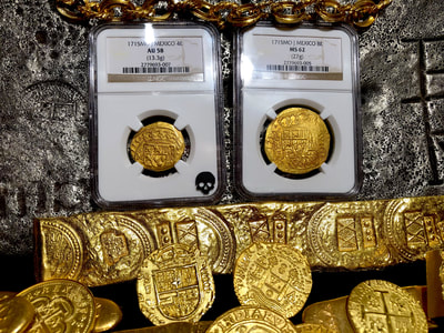 Mexico 4 Escudos 1715 NGC 58 Pirate Gold Coins 7