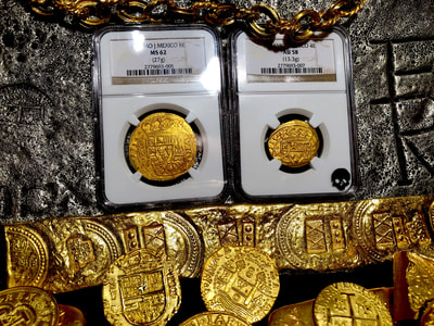 Mexico 4 Escudos 1715 NGC 58 Pirate Gold Coins 3