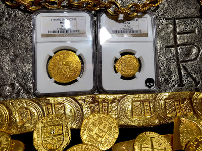 Mexico 4 Escudos 1715 NGC 58 Pirate Gold Coins 9