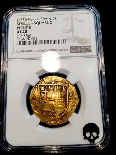 Spain  4 Escudos  1556-98  "Great Toning!"  NGC 40 3