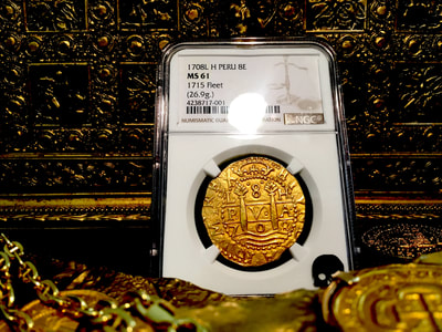 Peru  8 Escudos  1708  "1715 Plate Fleet"  NGC 61 5