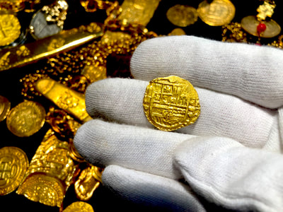 Spain 2 Escudos 1598 "Dated" RAW Pirate Gold Coins Jewelry Treasures 3