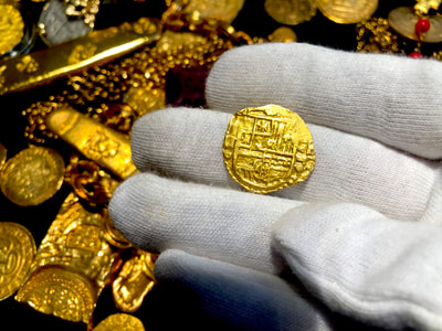 Spain 2 Escudos 1598 "Dated" RAW Pirate Gold Coins Jewelry Treasures 4