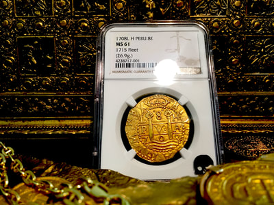 Peru  8 Escudos  1708  "1715 Plate Fleet"  NGC 61 6