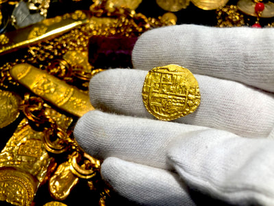 Spain 2 Escudos 1598 "Dated" RAW Pirate Gold Coins Jewelry Treasures 6