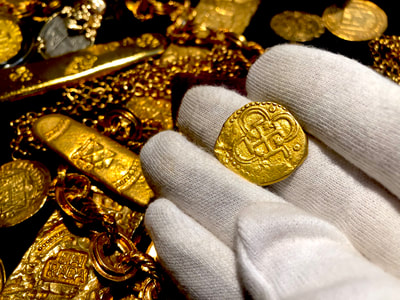 Spain 2 Escudos 1598 "Dated" RAW Pirate Gold Coins Jewelry Treasures 10