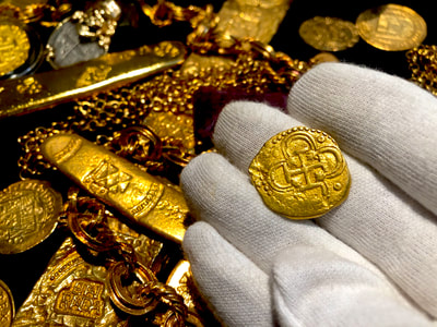 Spain 2 Escudos 1598 "Dated" RAW Pirate Gold Coins Jewelry Treasures 11