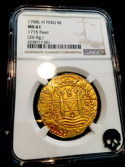Peru  8 Escudos  1708  "1715 Plate Fleet"  NGC 61 16