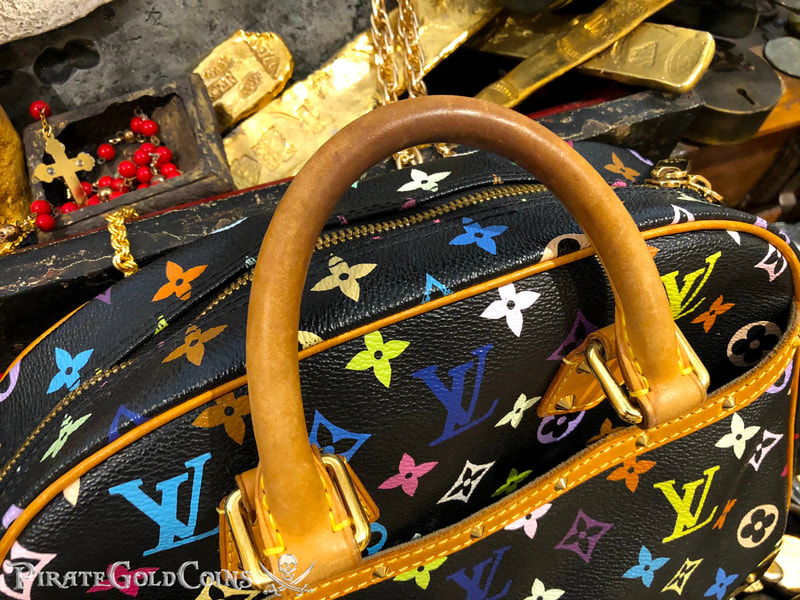 Louis Vuitton Takashi Murakami Trouville Hand Bag Black Monogram Purse 22