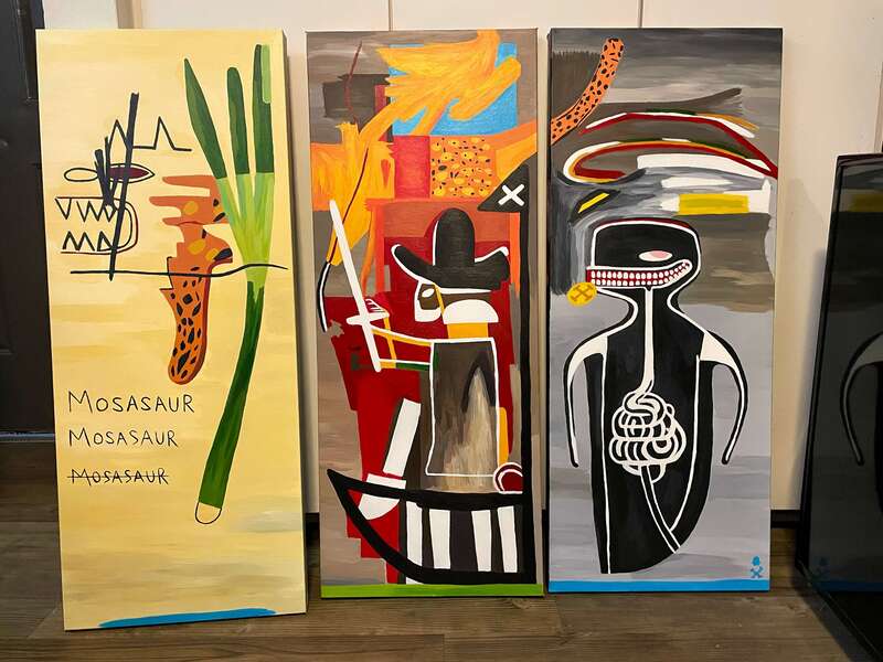 Treasure Paintings by JR Bissell: A Pirate Rendition of Basquiat's Triptych 3