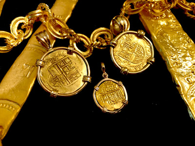 Authentic Spain 2 Escudos 1556-98 18kt Pendant Shipwreck Jewelry Treasure Coin 10