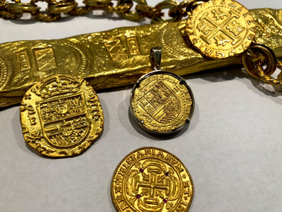 Spain 2 Escudos 1556-98 "Treasure Necklace" Pirate Gold Coins 2