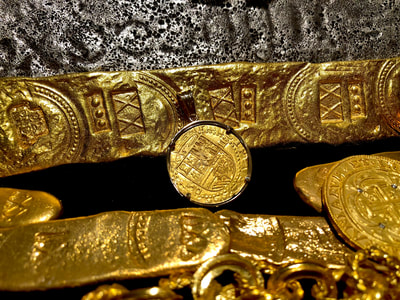 Spain 2 Escudos 1556-98 "Treasure Necklace" Pirate Gold Coins 8