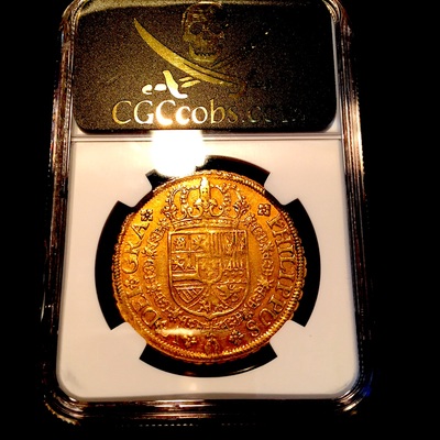 Spain 8 Escudos 1723 NGC 45 Finest and Only Known 2